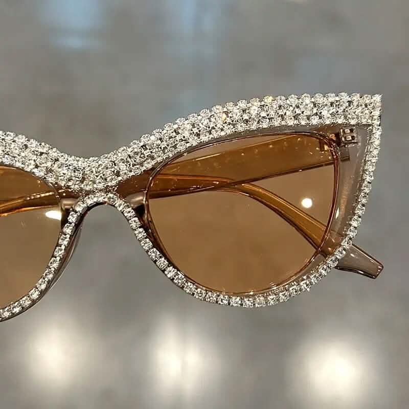2-Pieces: Bling Rhinestone Cat Eye Sunglasses - A-1 Thread Vault