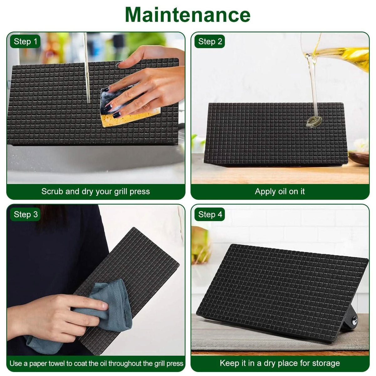 2-Pieces: Cast Iron Grill Press Pre-Seasoned Steak Weights Smash Burger Press - A-1 Thread Vault