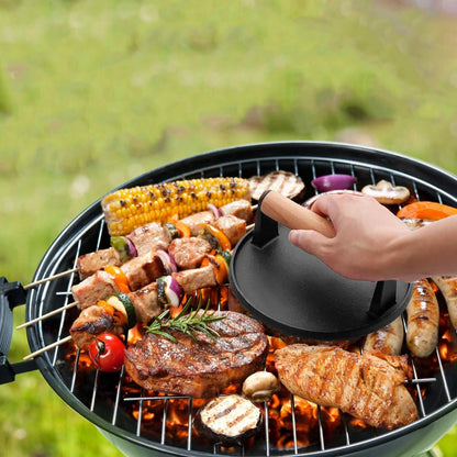 2-Pieces: Cast Iron Grill Press Pre-Seasoned Steak Weights Smash Burger Press - A-1 Thread Vault