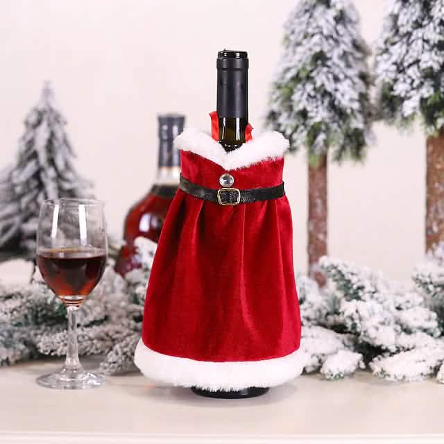 2-Pieces: Christmas Wine Bottle Cover Merry Christmas Decor - A-1 Thread Vault