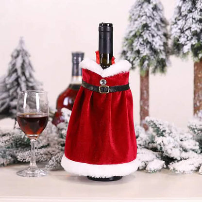 2-Pieces: Christmas Wine Bottle Cover Merry Christmas Decor - A-1 Thread Vault