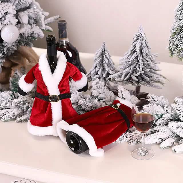 2-Pieces: Christmas Wine Bottle Cover Merry Christmas Decor - A-1 Thread Vault