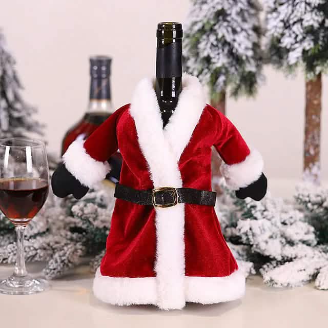 2-Pieces: Christmas Wine Bottle Cover Merry Christmas Decor - A-1 Thread Vault