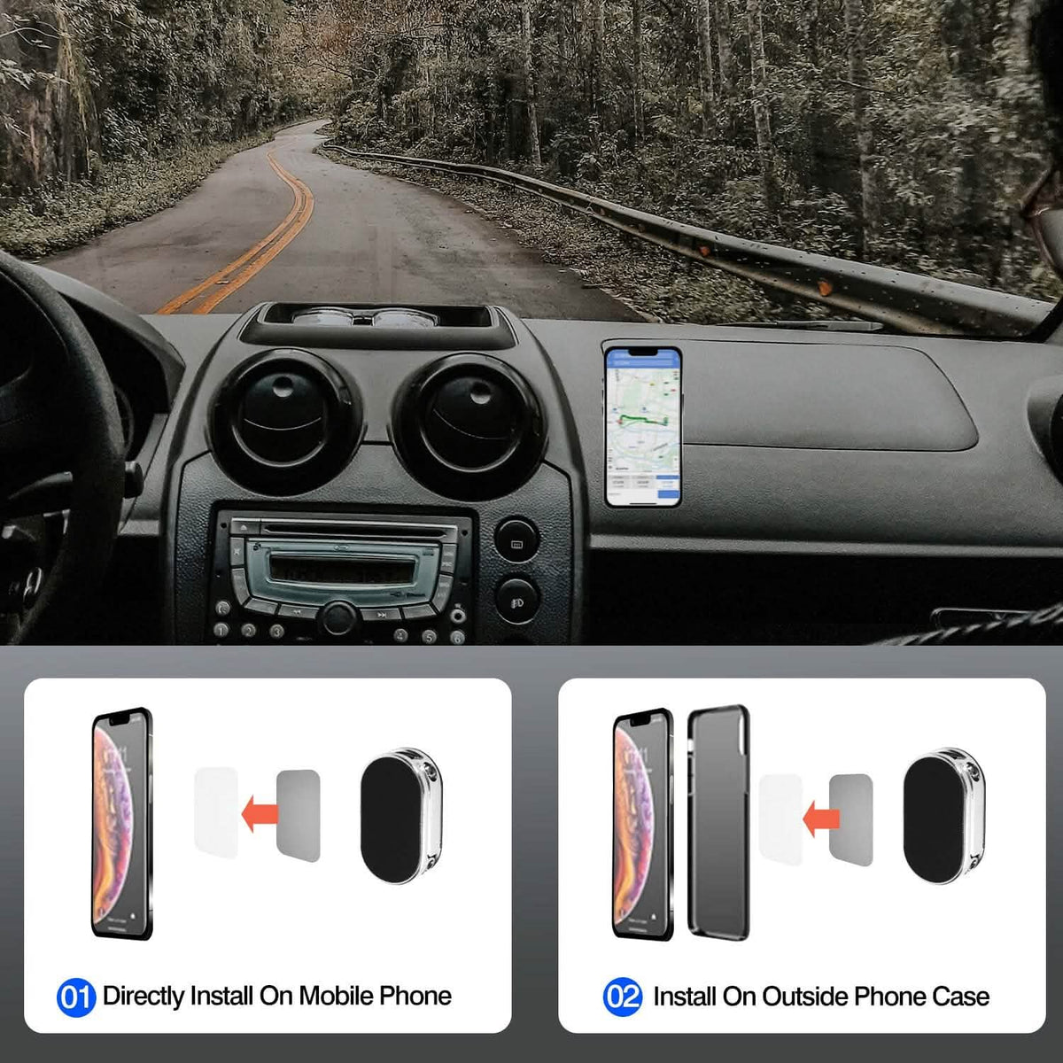 2-Pieces: Foldable Magnetic Car Phone Holder - A-1 Thread Vault