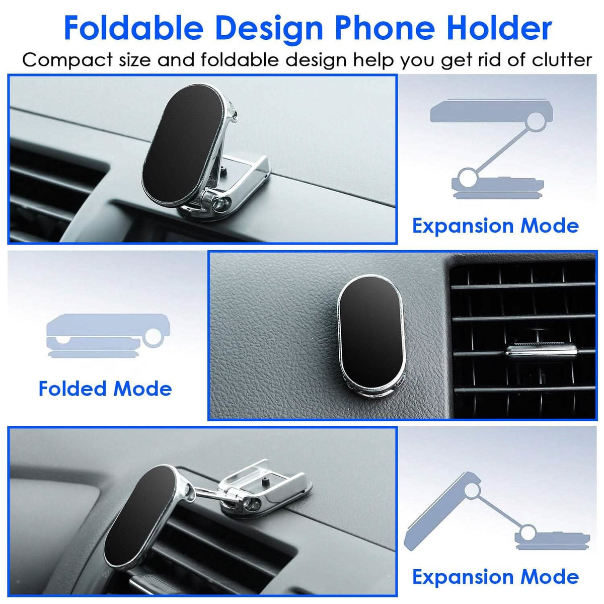 2-Pieces: Foldable Magnetic Car Phone Holder - A-1 Thread Vault