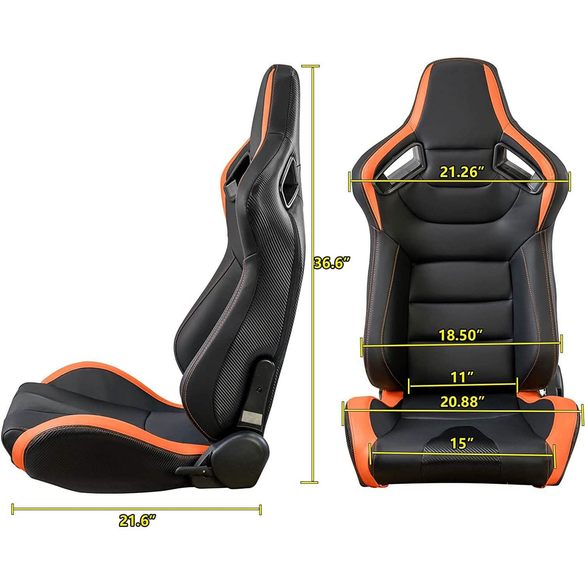 2-Pieces Set: Universal PVC Leather Bucket Seats - A-1 Thread Vault