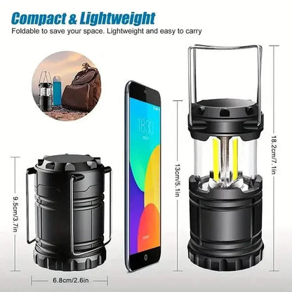2-Pieces: Super Bright LED Camping Lantern - Portable and Collapsible Emergency Flashlight with Battery Power - A-1 Thread Vault
