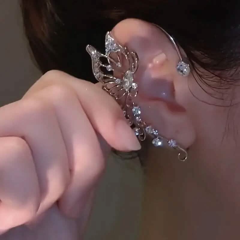2-Pieces: Trendy Minimalist Style Hip Hop Hollow Butterfly Ear Climber - A-1 Thread Vault