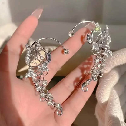 2-Pieces: Trendy Minimalist Style Hip Hop Hollow Butterfly Ear Climber - A-1 Thread Vault