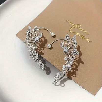 2-Pieces: Trendy Minimalist Style Hip Hop Hollow Butterfly Ear Climber - A-1 Thread Vault