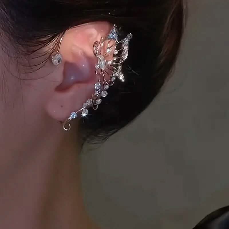 2-Pieces: Trendy Minimalist Style Hip Hop Hollow Butterfly Ear Climber - A-1 Thread Vault