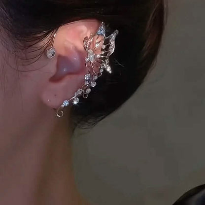 2-Pieces: Trendy Minimalist Style Hip Hop Hollow Butterfly Ear Climber - A-1 Thread Vault