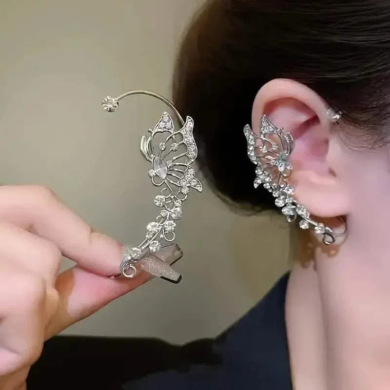 2-Pieces: Trendy Minimalist Style Hip Hop Hollow Butterfly Ear Climber - A-1 Thread Vault