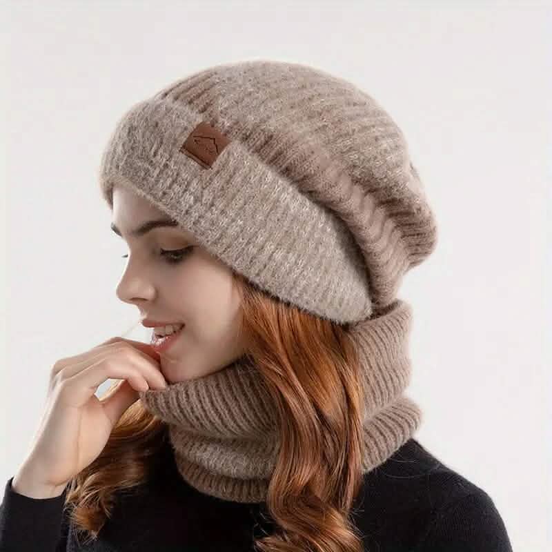2-Pieces: Two-Tone Warm Knit Winter Hat - A-1 Thread Vault