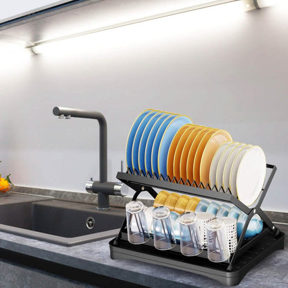 2-Tier Dish Drying Rack with Cup Holder and Drainboard - A-1 Thread Vault