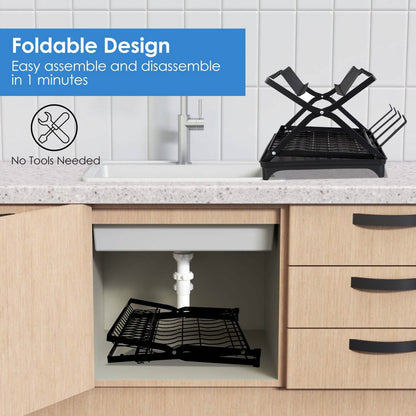 2-Tier Dish Drying Rack with Cup Holder and Drainboard - A-1 Thread Vault