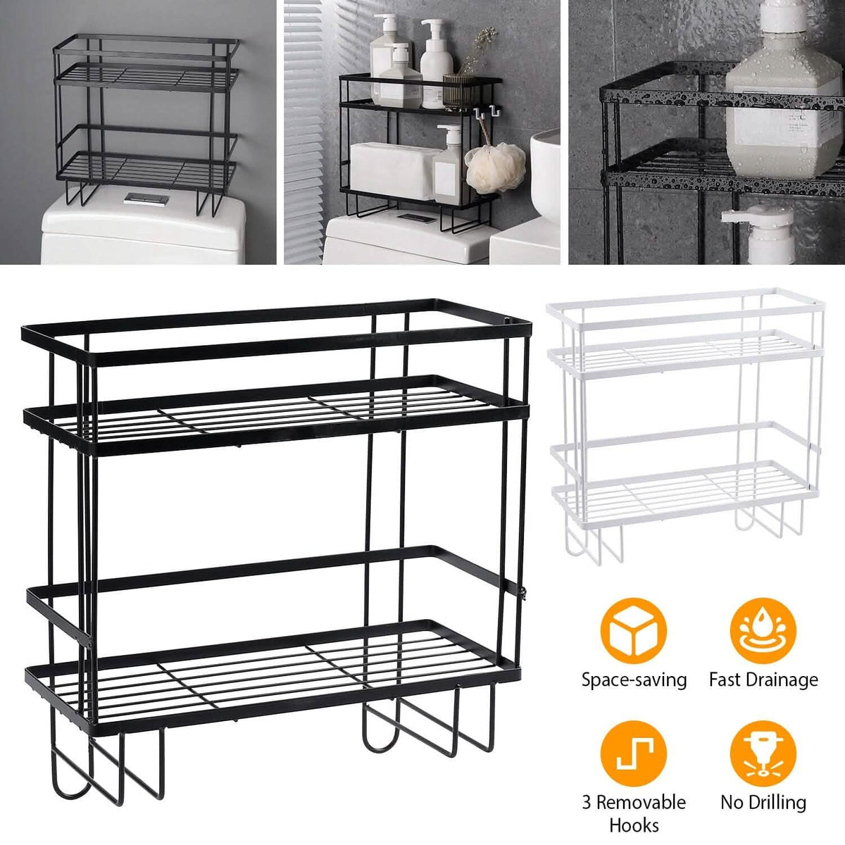 2-Tier Over the Toilet Storage Shelf Rack - A-1 Thread Vault