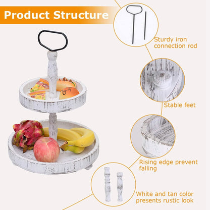2-Tier Serving Tray Round Farmhouse Kitchen - A-1 Thread Vault