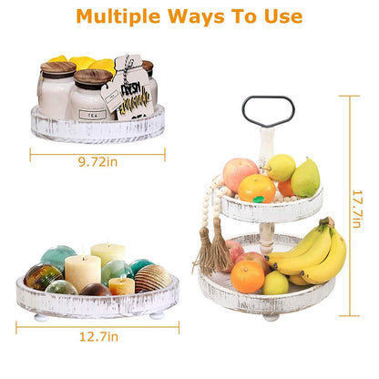 2-Tier Serving Tray Round Farmhouse Kitchen - A-1 Thread Vault