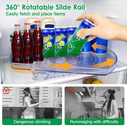 2-Tier Turntable Organizer Rectangular Refrigerator Spinner Storage Rack with 360° Rotatable Slide Rail - A-1 Thread Vault