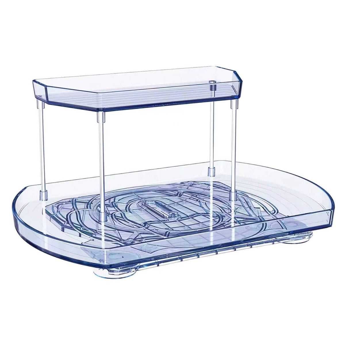 2-Tier Turntable Organizer Rectangular Refrigerator Spinner Storage Rack with 360° Rotatable Slide Rail - A-1 Thread Vault