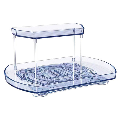 2-Tier Turntable Organizer Rectangular Refrigerator Spinner Storage Rack with 360° Rotatable Slide Rail - A-1 Thread Vault