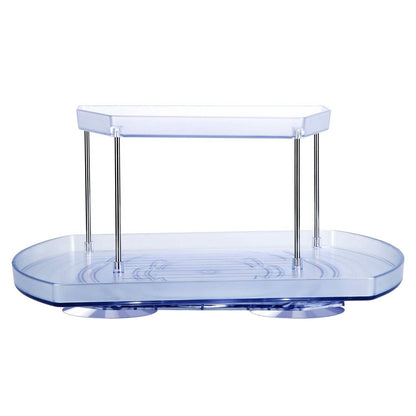 2-Tier Turntable Organizer Rectangular Refrigerator Spinner Storage Rack with 360° Rotatable Slide Rail - A-1 Thread Vault