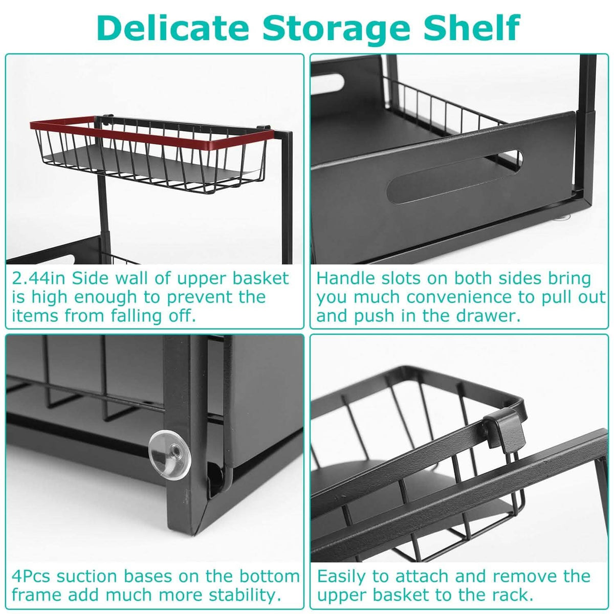 2-Tier Under Sink Organizer Pull Out Basket Storage - A-1 Thread Vault