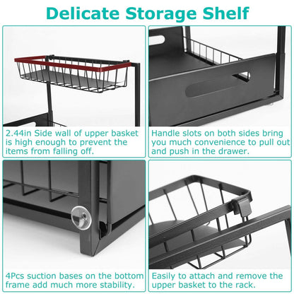 2-Tier Under Sink Organizer Pull Out Basket Storage - A-1 Thread Vault