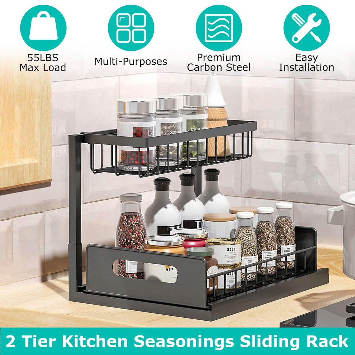 2-Tier Under Sink Organizer Pull Out Basket Storage - A-1 Thread Vault