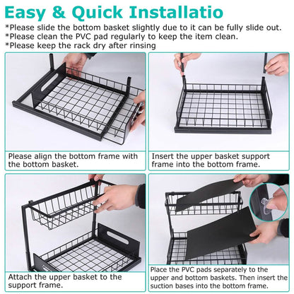 2-Tier Under Sink Organizer Pull Out Basket Storage - A-1 Thread Vault