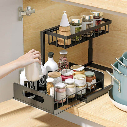 2-Tier Under Sink Organizer Pull Out Basket Storage - A-1 Thread Vault