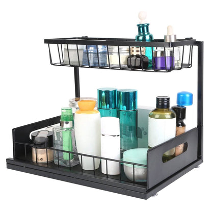 2-Tier Under Sink Organizer Pull Out Basket Storage - A-1 Thread Vault