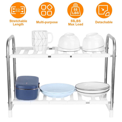 2-Tier Under Sink Organizer Retractable Kitchen Rack Holder - A-1 Thread Vault