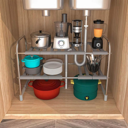 2-Tier Under Sink Organizer Retractable Kitchen Rack Holder - A-1 Thread Vault