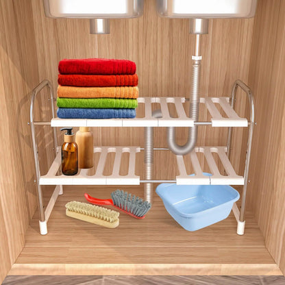 2-Tier Under Sink Organizer Retractable Kitchen Rack Holder - A-1 Thread Vault