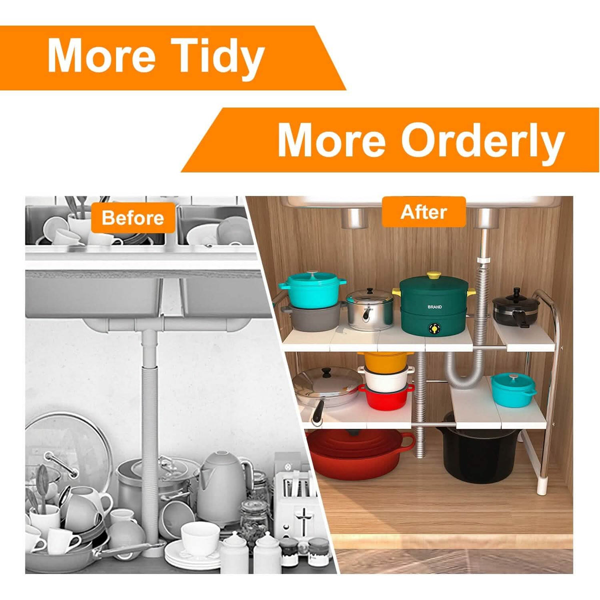 2-Tier Under Sink Organizer Retractable Kitchen Rack Holder - A-1 Thread Vault