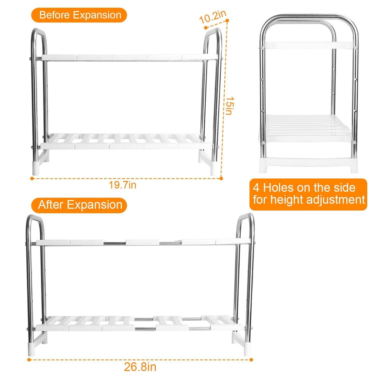2-Tier Under Sink Organizer Retractable Kitchen Rack Holder - A-1 Thread Vault