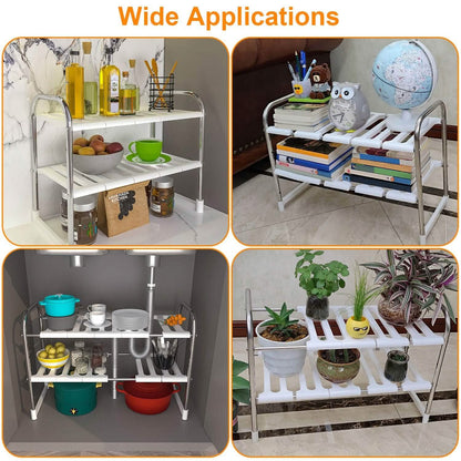 2-Tier Under Sink Organizer Retractable Kitchen Rack Holder - A-1 Thread Vault