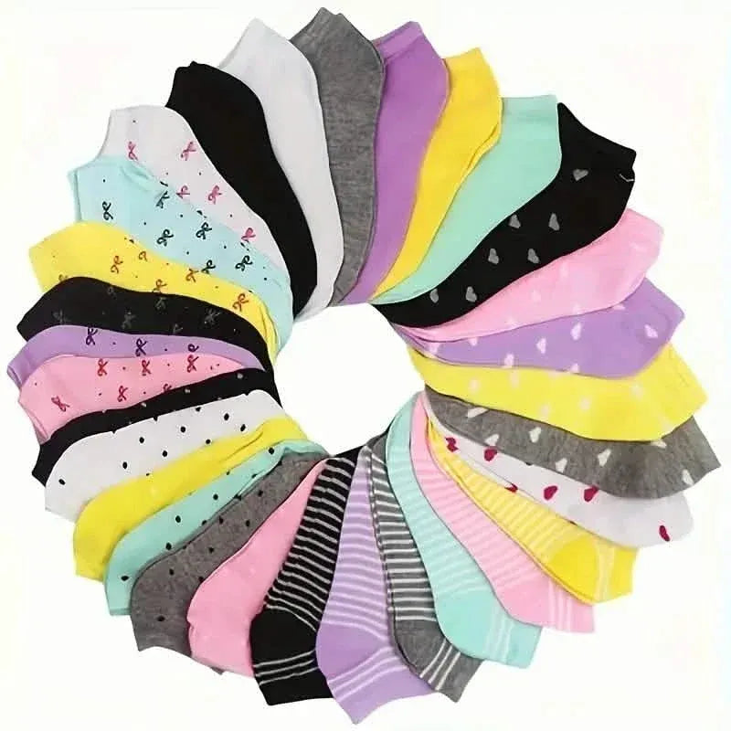20-Pairs: Candy Color Socks, Casual & Breathable Low Cut Ankle Socks, Women's Stockings & Hosiery - A-1 Thread Vault