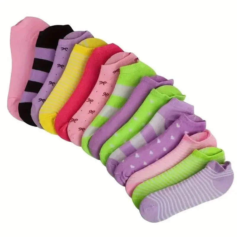 20-Pairs: Candy Color Socks, Casual & Breathable Low Cut Ankle Socks, Women's Stockings & Hosiery - A-1 Thread Vault