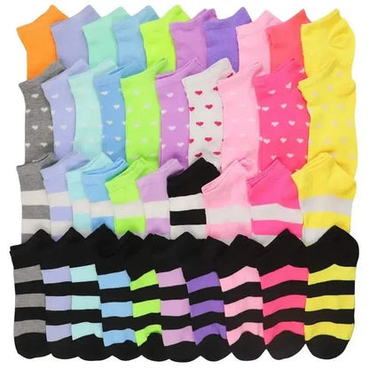 20-Pairs: Candy Color Socks, Casual & Breathable Low Cut Ankle Socks, Women's Stockings & Hosiery - A-1 Thread Vault