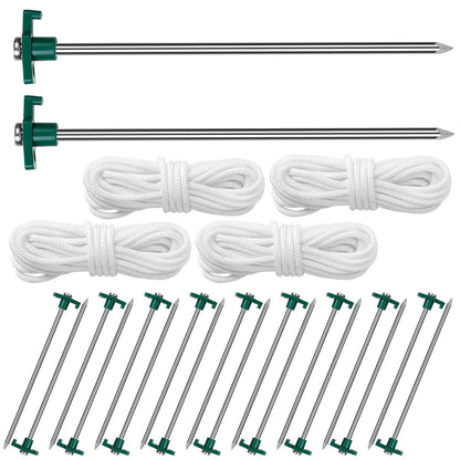 20-Piece: 9.8-Inch Tent Pegs Ropes Set - A-1 Thread Vault