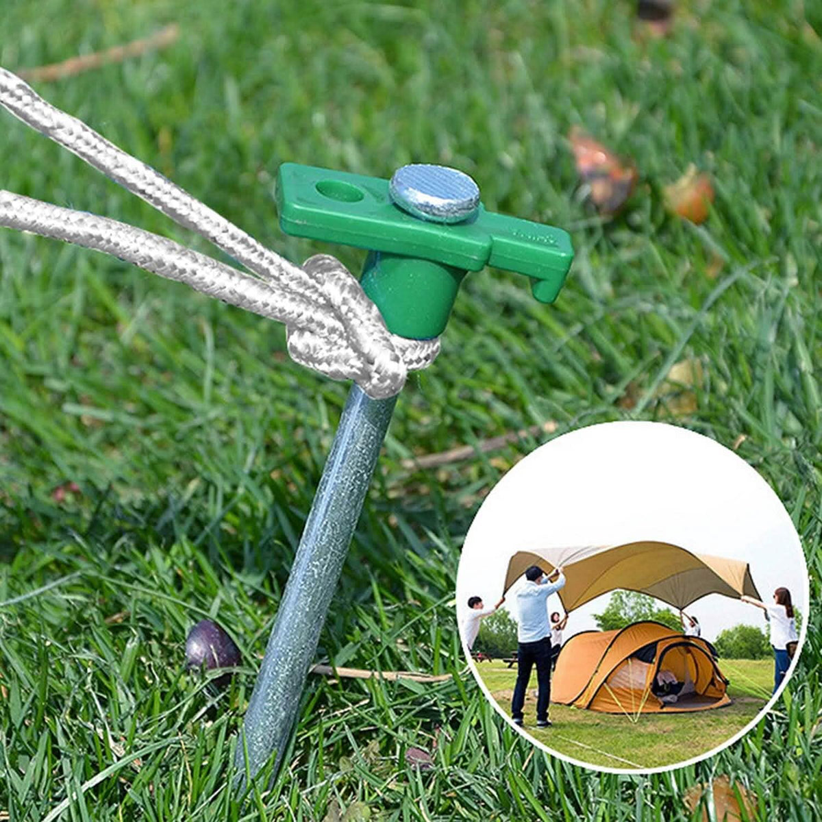 20-Piece: 9.8-Inch Tent Pegs Ropes Set - A-1 Thread Vault