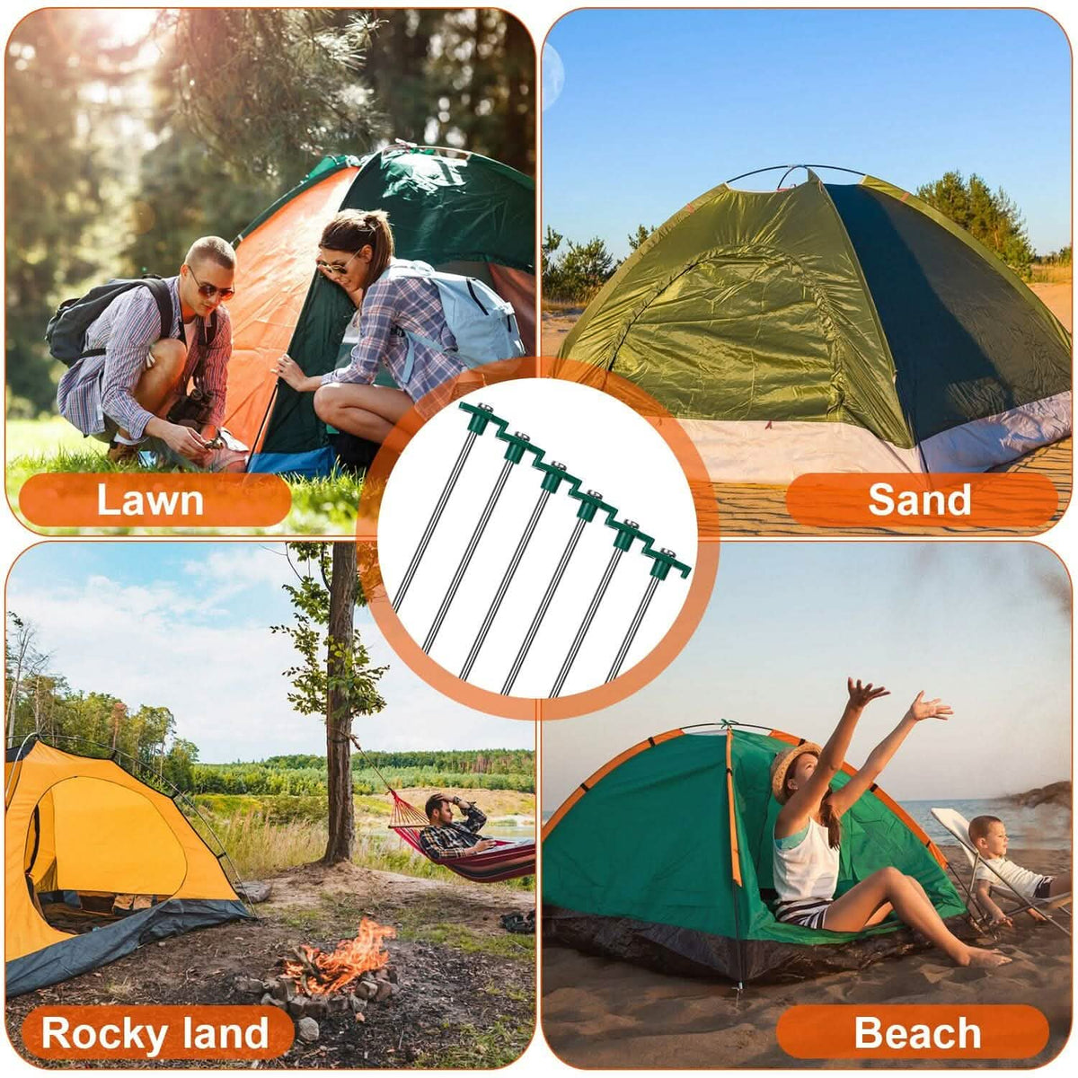20-Piece: 9.8-Inch Tent Pegs Ropes Set - A-1 Thread Vault
