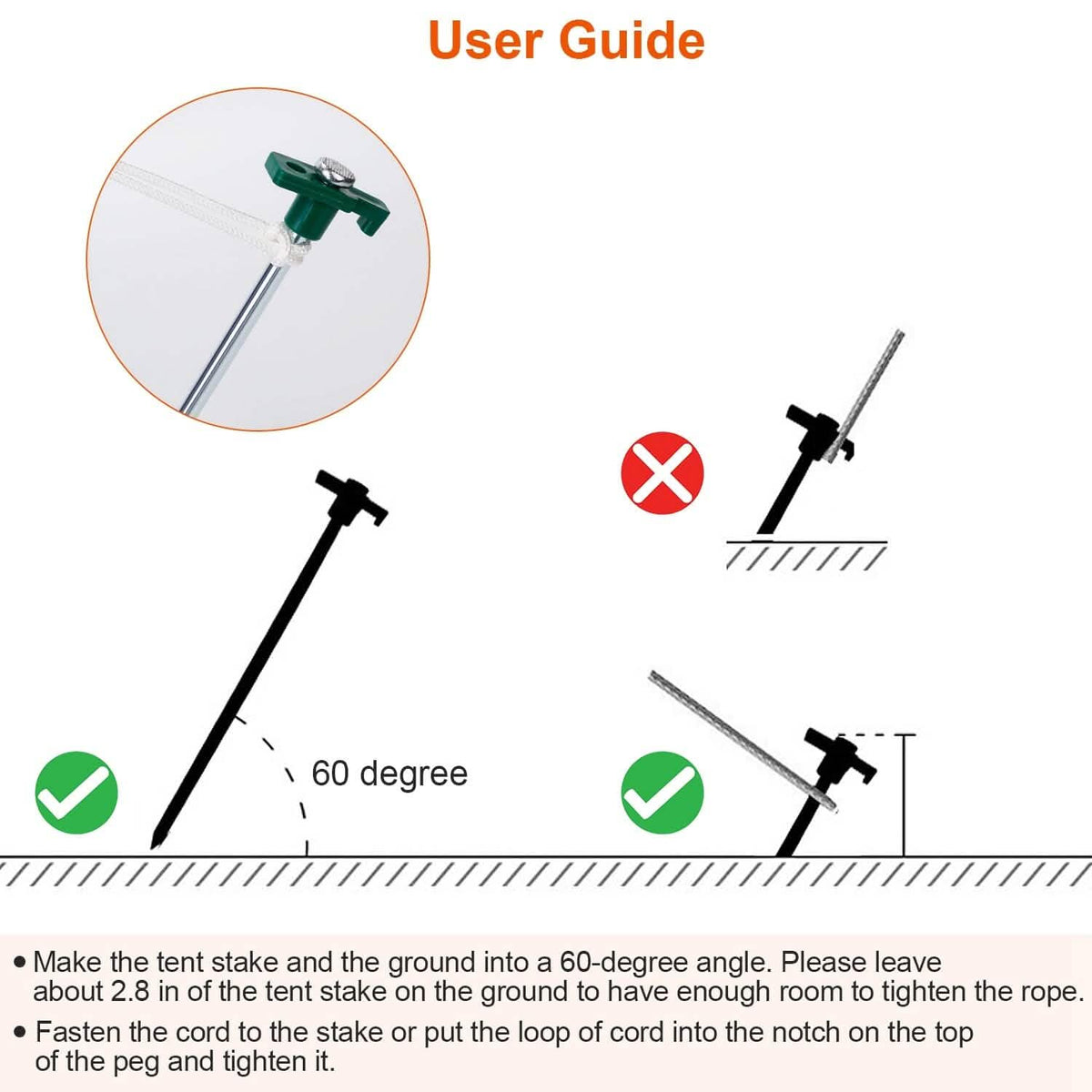 20-Piece: 9.8-Inch Tent Pegs Ropes Set - A-1 Thread Vault