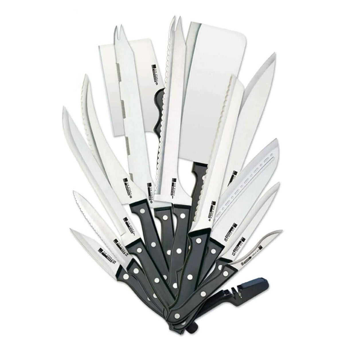 20-Piece: Ronco Full-Tang Handle Professional Kitchen Knife Set - A-1 Thread Vault