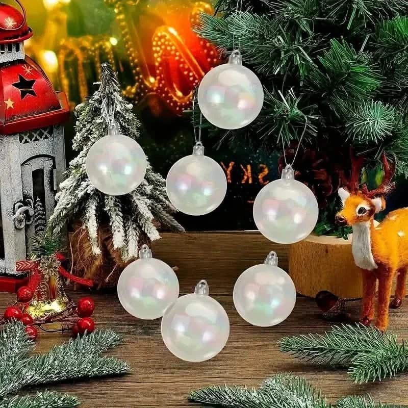 20-Pieces: Clear Iridescent Plastic Ornaments Balls for Crafts - A-1 Thread Vault