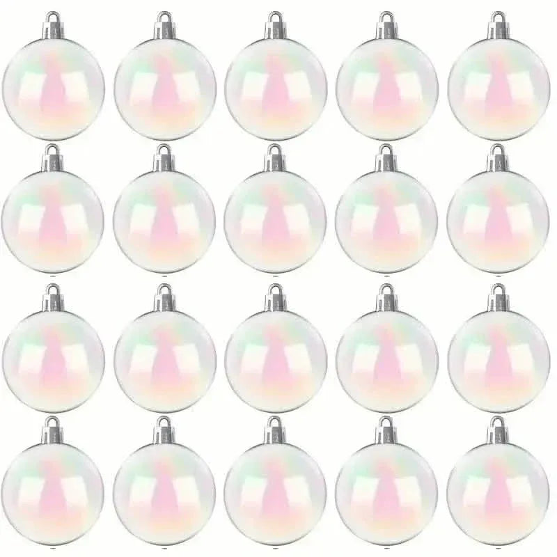 20-Pieces: Clear Iridescent Plastic Ornaments Balls for Crafts - A-1 Thread Vault