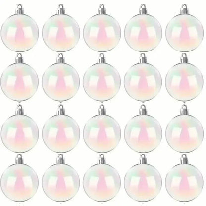 20-Pieces: Clear Iridescent Plastic Ornaments Balls for Crafts - A-1 Thread Vault
